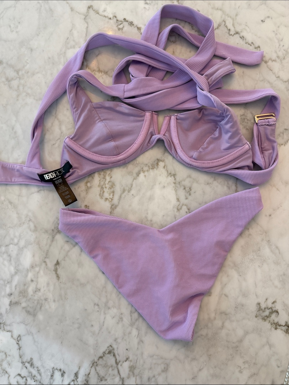 Beach Riot Lilac Ribbed Bikini Set - Picture 2 of 3